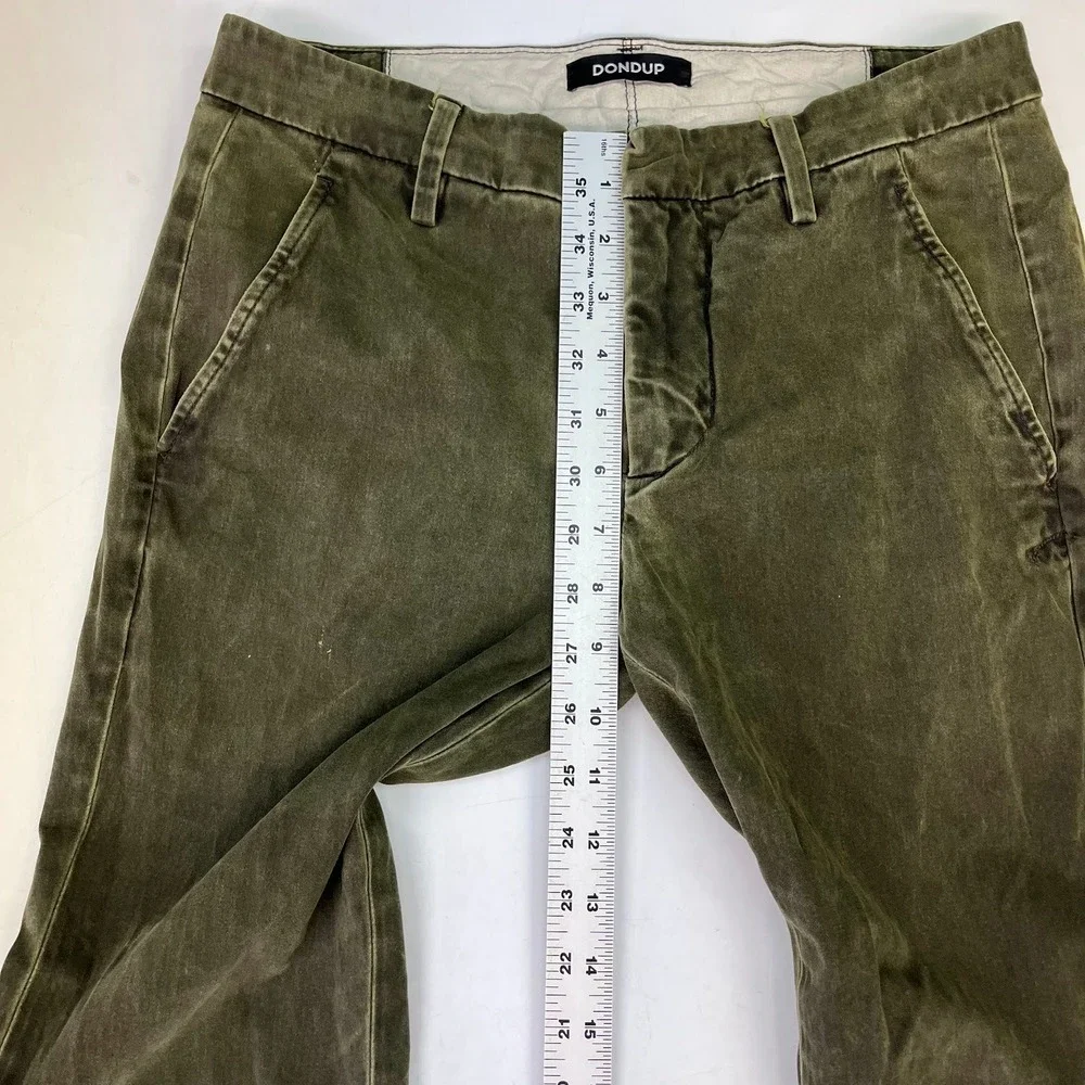 Dondup Gaubert Mens Olive Green Slim‎ Fit Velvet Corduroy Trousers Italy